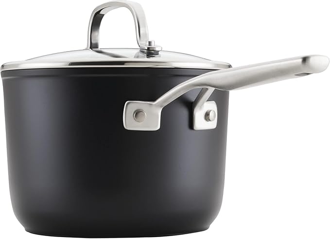 KitchenAid Hard Anodized Induction Nonstick Sauce Pan/Saucepan with Lid 3 Quart - Matte Black