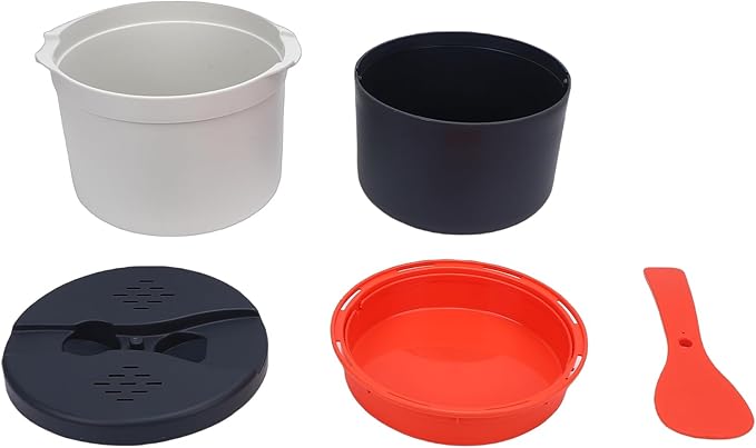 SUNGOOYUE Microwave Rice Cooker 2L PP Steamer with Steaming Tray for Rice Vegetables Pasta Quinoa Mess Free Design for Dorm Kitchen