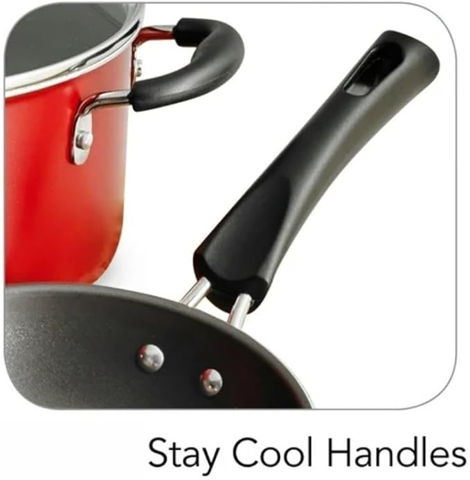 9-Piece Non-Stick Cookware Set – Vibrant Red Finish with Quick Release Surface for Easy Cooking