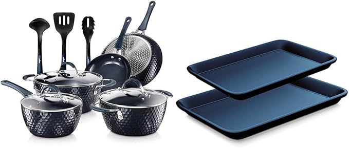 Nutrichef 11 Piece Nonstick Ceramic Cookware Set with Cookie Sheets