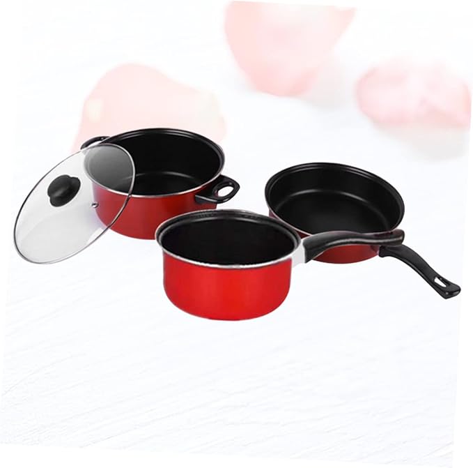 3-Piece Non-Stick Cookware Set Frying Pan Soup Pot and Milk Pan Dishwasher Safe Kitchen Cooking Tools for Home Use