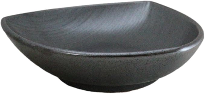 Ebros Gift Iron Black Clay Underglaze Technique Tetsu Kesho Porcelain Dinnerware Kitchen Set Asian Japanese Restaurant Supply (Pack of 5 Appetizer Salad Triangular Deep Serving Plates)