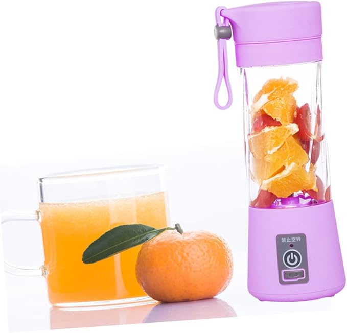 Portable Usb Rechargeable Mini Juicer with Blades for Fruit Blending Travel and Home Use Purple