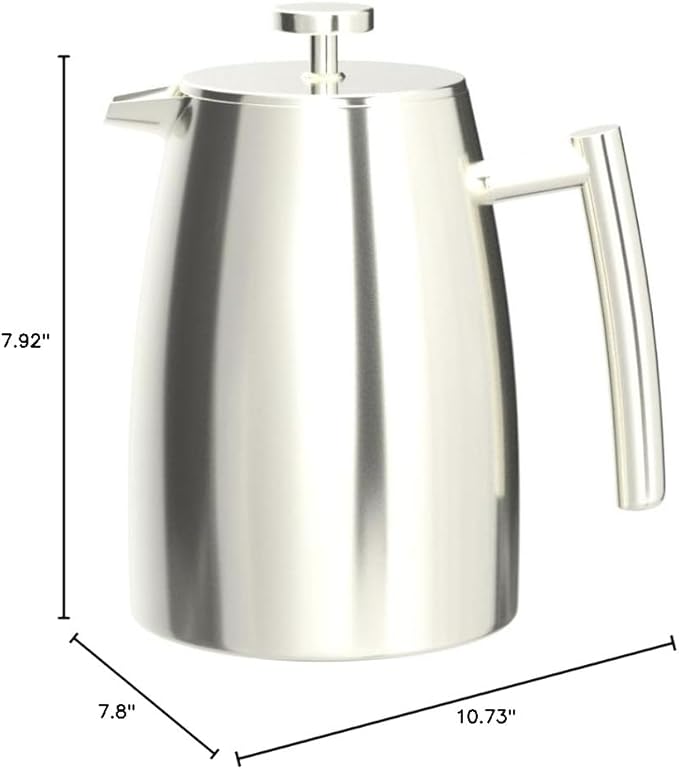 HFD-16 Belmont 16 Cup Double Walled Cafetiere Coffee Maker Mirror Finish 2 Litre