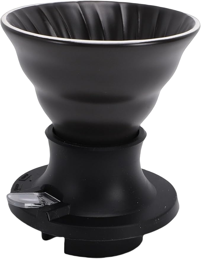 Premium Ceramic Pour Over Coffee Dripper - Heat Immersion Cone Brewer with Filter Holder for Home Office &amp Travel Use Ideal Coffee Maker for Daily Brewing (Black)