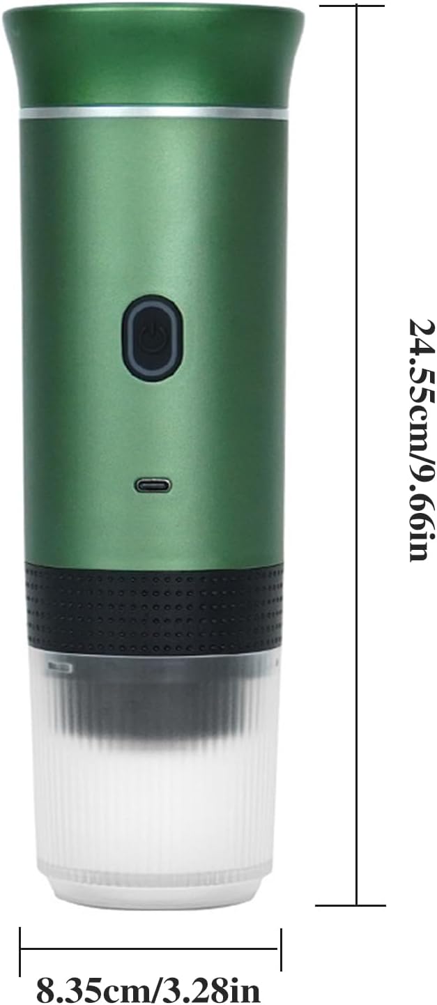 Electric Coffee Maker Machines15 Bar Pressure Portable Espresso MachineCold or Hot 120ML Mini Coffee MakerSmall Handheld Coffee Machine for HomeOfficeTravel (Green)