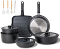 JEETEE Pots and Pans Set Non Stick 26pcsRemovable HandleInduction Kitchen Cooking SetsNonstick Cookware Sets with Detachable Handle - Kitchenware for Your Home Cooking NeedsPFOA Free (black)