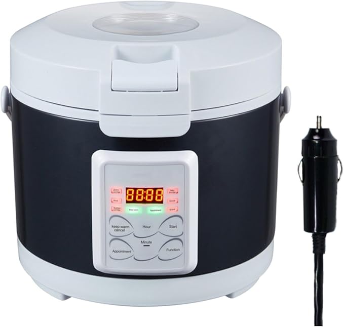 12V/24V Rice Cooker 3L Multifunctional Portable Rice Stove for Car/Truck with Steam Tray Heating and Keep Warm Function Dark Blue(30AC)