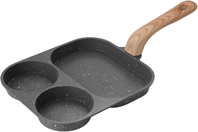 cookware set Stone Four-hole Fried Egg Pot Household Non-stick Flat Bottom Dumpling Breakfast Eggs Hamburger Frying Tools(Black)