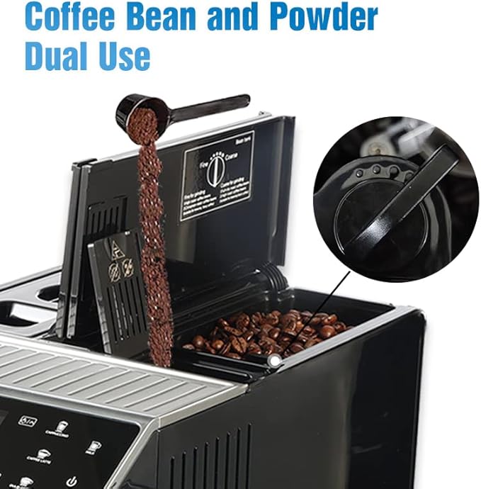 Anwick 205 Fully Automatic Espresso Machine One touch Coffee Machine with Manual Milk Frother for Cappuccino &amp Latte Stainless Steel (206 Black)