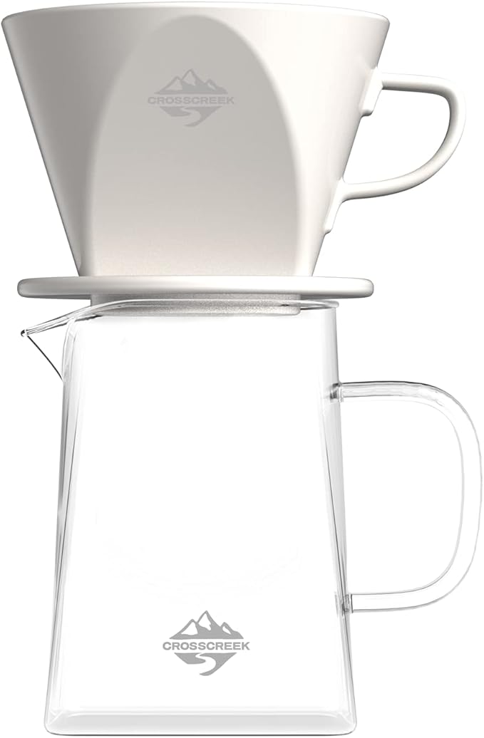 Pour Coffee Dripper Set Manual Drip Coffee-Maker Glass Carafe White Coffee Dripper Coffee Filters 9917-C001-064