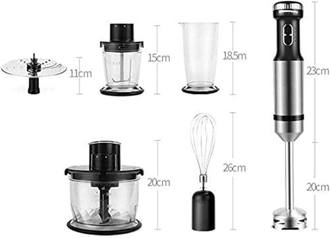 Immersion Hand Blender 6-in-1 Stick Blender Set with an Electric Stainless Steel Mixer an Egg Whisk Food Chopper and Beaker Container Great for Making Vegetable Meat Smoothies Sauces and