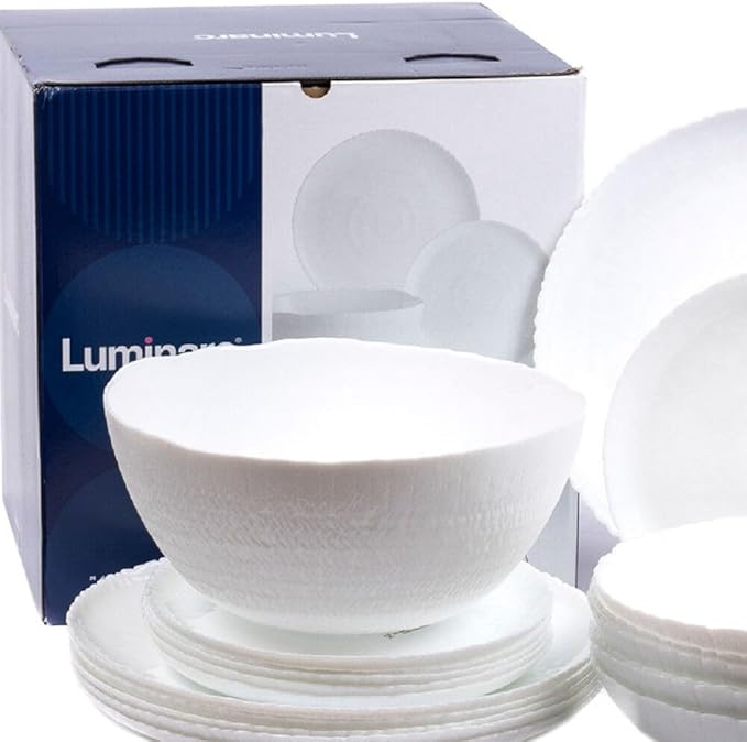 Ammonite Glass Dinnerware Set of 19 Dishwasher safe Microwave safe