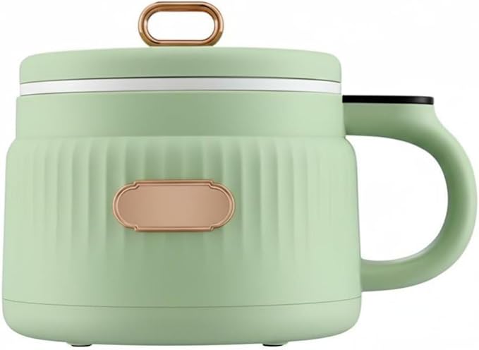 Small Rice Cooker 1.6L Noodle Cooker Keep Warm Portable Electric Pot Nonstick for 1-2 People Camping Cooking Soup Oatmeal Green