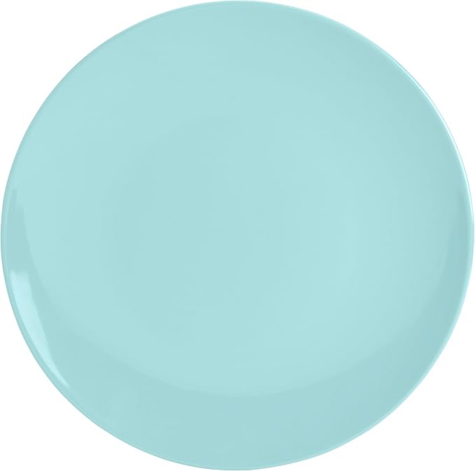 Tabletops Gallery 12 Piece Blue Green Coral Melamine Dinnerware Set Plates Bowls for Indoor Outdoor Use Service for 4 Enchanted