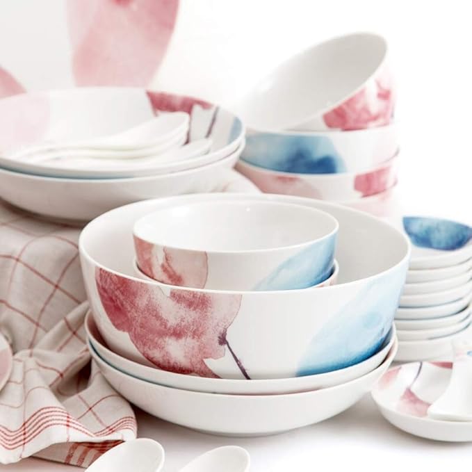 New Dinnerware SetsCeramics Dinnerware Set 36 Pieces Bone China Dinner Set - Creative Combination Porcelain Plates and Bowls Sets for Family Gathering and Housewarm