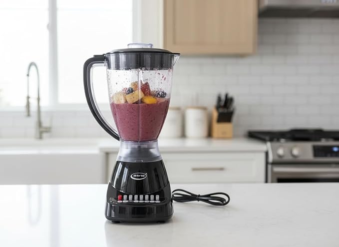 J&ampV TEXTILES 10 Speed Countertop Blender Juicer &amp Smoothie Maker Slim Flip &amp Store Design Dishwasher Safe 51oz Capacity Pitcher &amp Lid Stainless Steel Blade 400 Watt