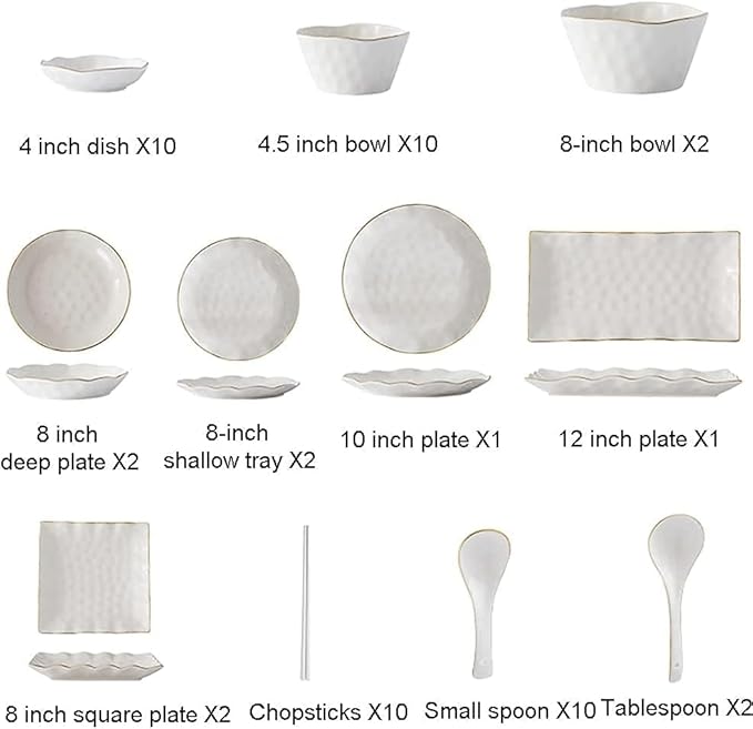 Dinnerware Set Plates and Bowls Sets Bone Porcelain Tableware Set With Plates Dish And Bowls Green White Ceramic Dinner Set With Gold Rim For Home