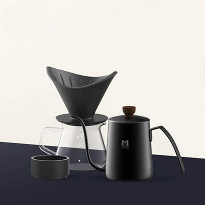 HASMI Coffee Kettle Coffee Machine Set Coffee Filter Cup Appliance With Black Ceramic Filter Cup And Manual Coffee Pot Fine Filter Cup Glass Dripping Kettle Coffee Maker Dingzhebo2022