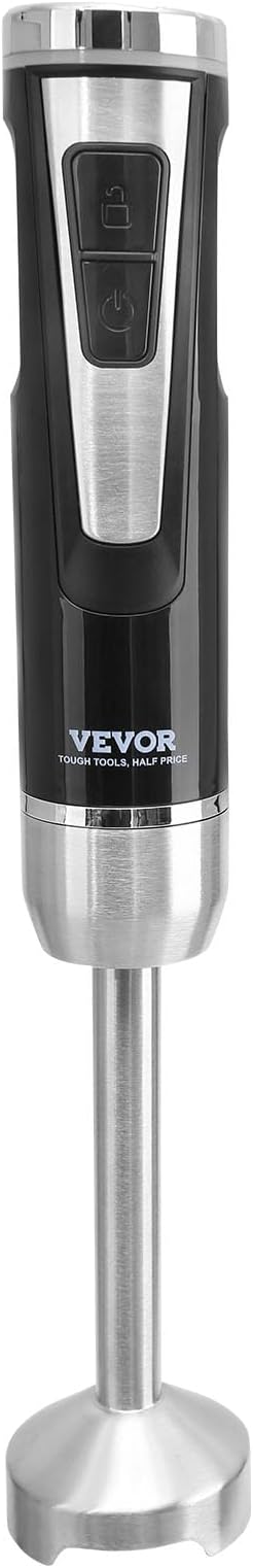 VEVOR Hand Blender 8 Variable Speeds Immersion Blender Stainless Steel Handheld Blender Powerful Motor Hand Mixer USB Charging Cable Multi-purpose Easy Control Grip Stick Mixer