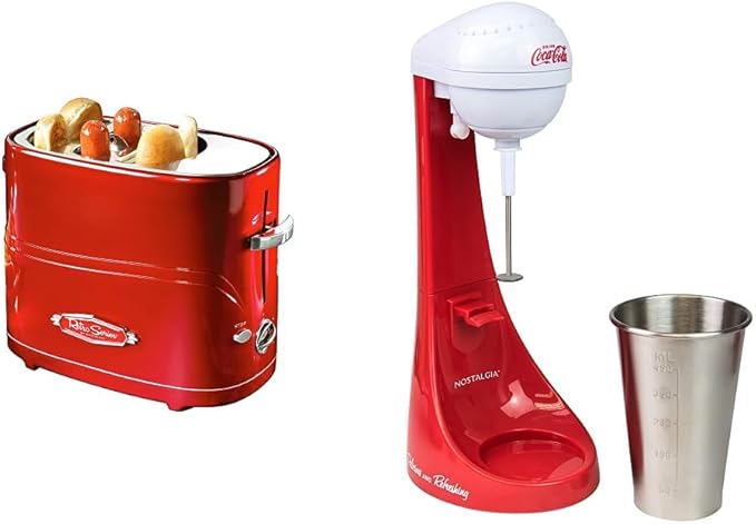 Nostalgia Hot Dog Toaster and Milkshake Maker Bundle | Make Hot Dogs and Milkshakes