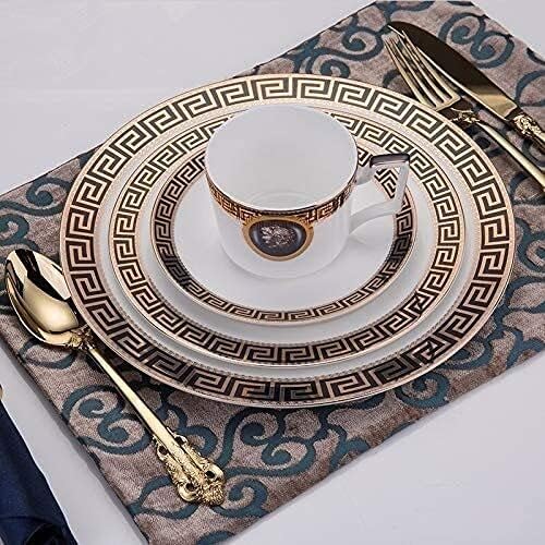 Dinnerware Sets - Luxury Gift Dishes Service Set Fine Bone China Porcelain European Court Style Dinnerware Set Dinner Plates Coffee Cup Saucer Set Bone China Plate Teacup Dish