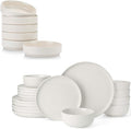 famiware Dinnerware Sets Plates and Double Bowls Dish Set of 6 (24 Pieces) - Dishwasher &amp Microwave Safe Chip Resistant Reactive Glaze