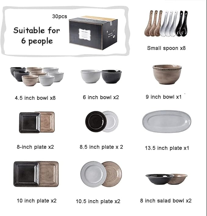Dinnerware Sets - Luxury Gift Dishes Service Set Retro American Porcelain Tableware Set with Plates Bowls and Dish Ceramic Dinner Set for Home Kitchen and Dinning