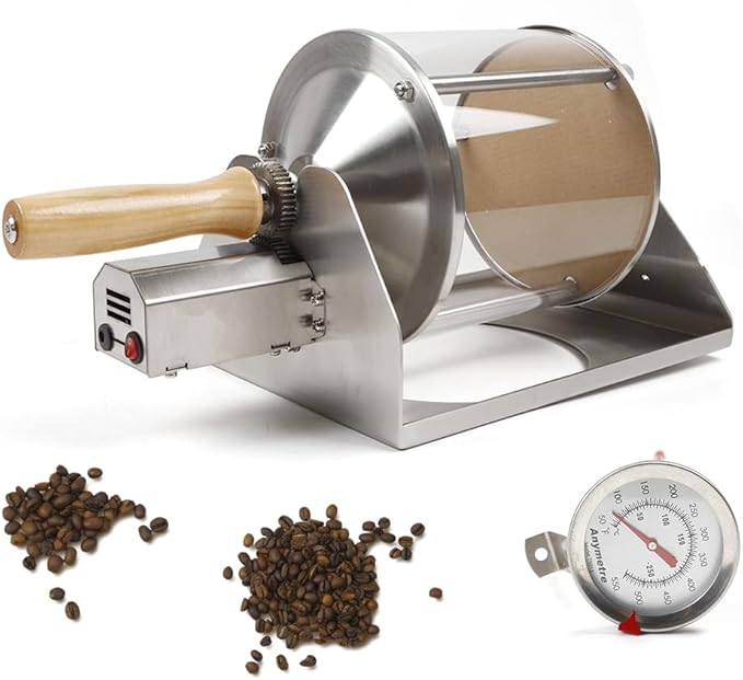Home Coffee Bean Roaster 110V 400g Capacity Small Coffee Bean Roasting Machine Glass Transparent Visible Gas Stove Coffee Bean Roasting Machine Using Gas Burner For Kitchen Use (US Stock)