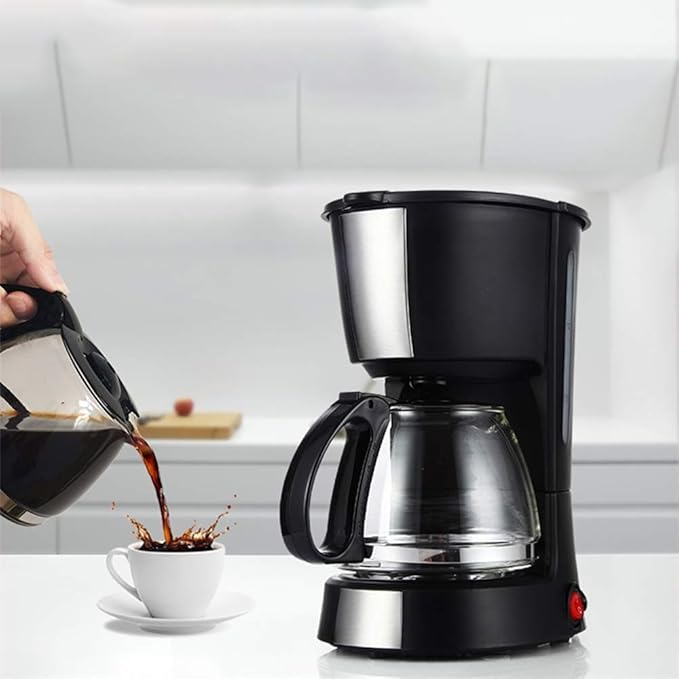 Coffee Machine Filter Coffee MakerOne-Touch OperationAnti-drip and Heat Preservation FunctionFunnel RemovableEasy to Clean600 MlBlackCompatible with Espresso Cook