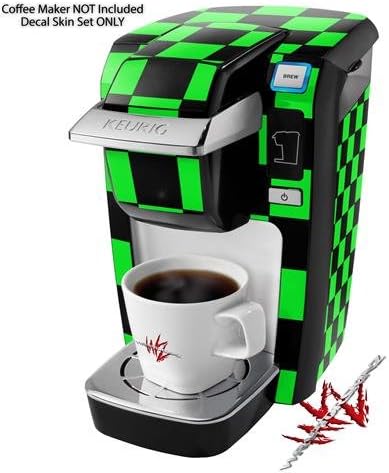 Decal Style Vinyl Skin compatible with Keurig K10 / K15 Mini Plus Coffee Makers Checkers Green (COFFEE MAKER NOT INCLUDED)