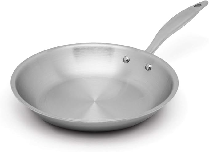 Heritage Steel 10.5 Inch Fry Pan | Made In USA | Titanium Series | 316Ti Skillet with Stay Cool Handle | Fully Clad Stainless Steel Pan with 5-Ply Construction | Induction Ready &amp Non Toxic