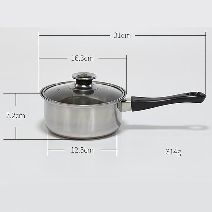 Generic Home Kitchen Cookware Sets Long Handle Pasta Pot Multifunction with Glass Lid 31cm