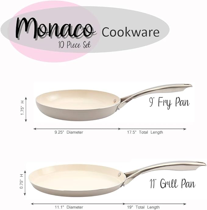 Denmark Tools For Cooks 10-Piece Monaco Nonstick Aluminum Cookware Set Snow White