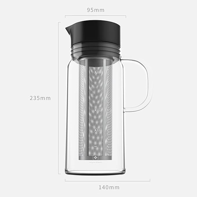 Coffee Pot Iced Coffee Maker Kettle with Stainless Steel Filter Tea Pitcher Ice Hot and Cool Espresso Ice Drip Coffee Office Cold Kettle 1200ml