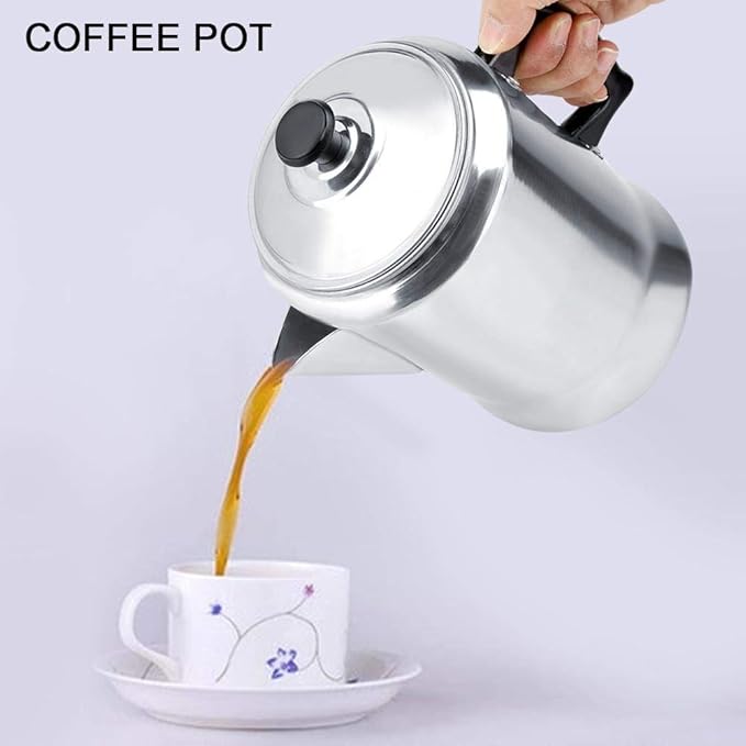 Haofy Aluminum Alloy Coffee Maker Pot Percolator Tea Kettle Stove Top with Lid Silicone Cool Grip