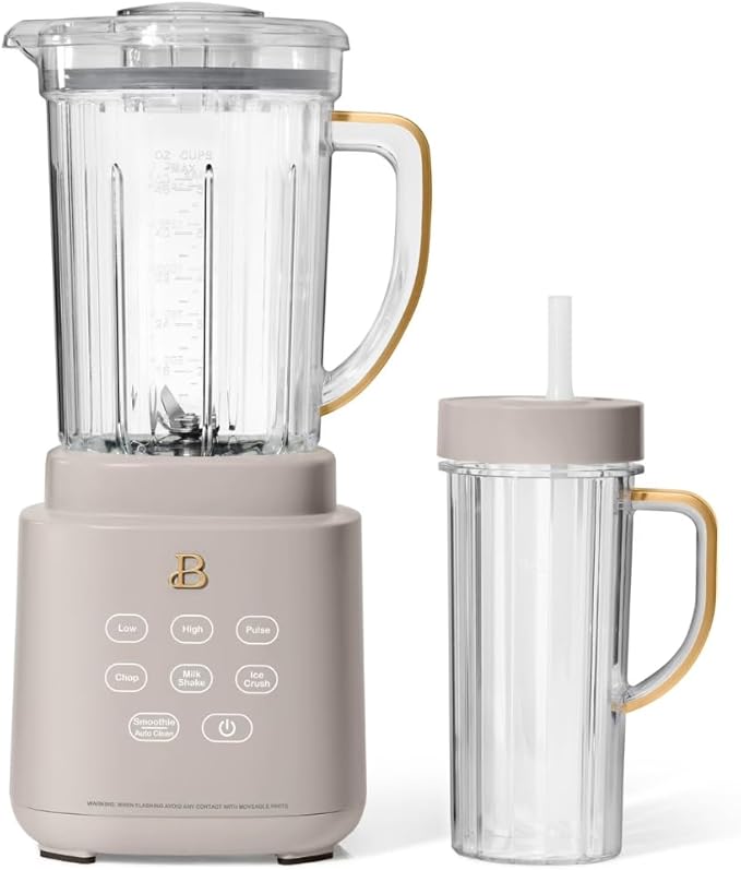 PowerExact Blender System with PrecisionSense Technology 700W Motor 50oz Tritan Jar 20oz Personal Cup Stainless Steel Blades (Porcini Taupe)