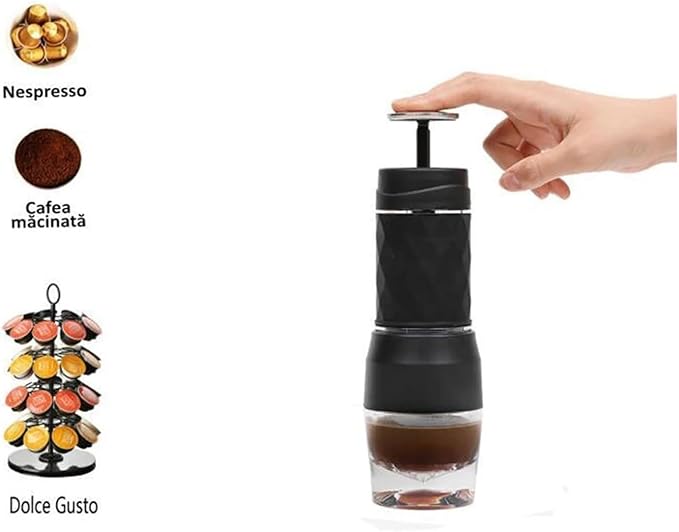 Coffee Maker Hand Press Capsule Ground Coffee Brewer Portable Coffee Machine Fit Coffee Powder and Coffee Capsule