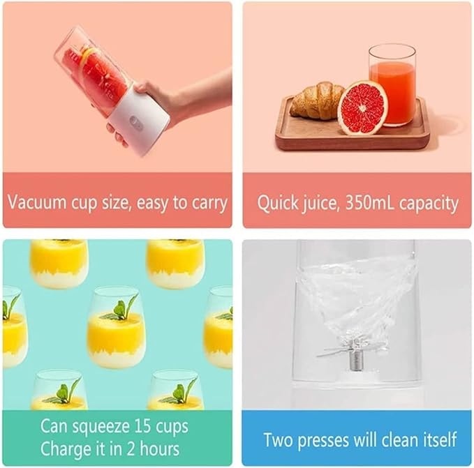 Powerful Portable Blender for Shakes and Smoothies 350ml Personal Size Blender with USB Rechargeable Fruit Veggie Juicer Mini Portable Blender Cup for Travel Sports Kitchen
