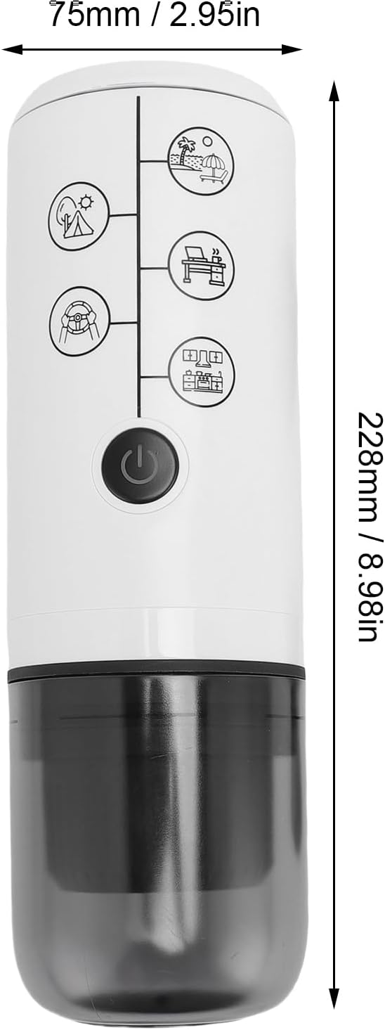 ciciglow Portable Coffee Machine Travel Cordless Automatic Coffee Maker with Capsule Compatible with Ground and Capsule for Outdoor Office Car 17 Bar Pressure System