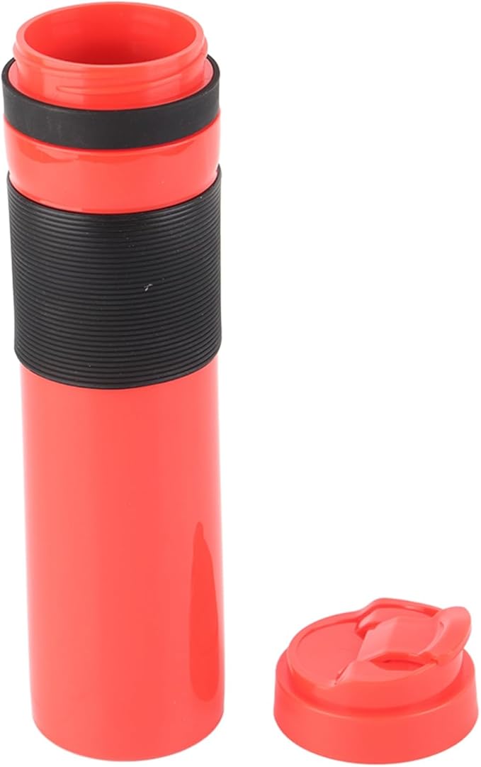 Gavigain 350ml Portable Coffee Press Bottle Tea Coffee Maker Drinking Water Cup for Travel(Red)