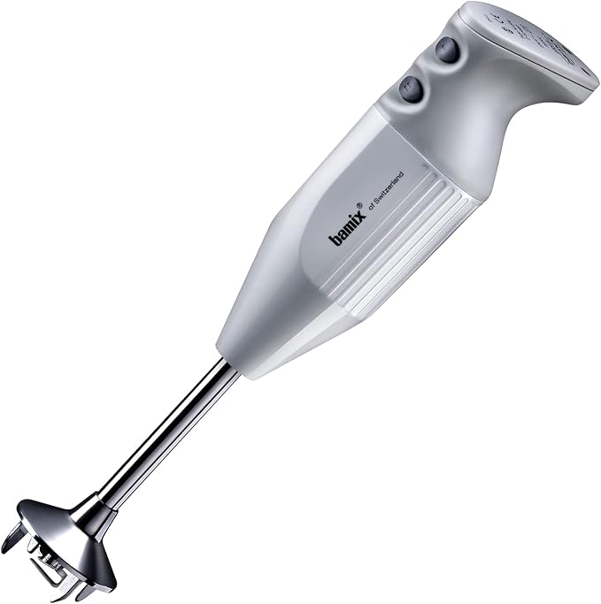 bamix Made in Switzerland M200 PRIME - 2-speed Immersion Hand Blender 200W 120V 60Hz - Light Grey - Includes 3 Stainless Steel Blades – Aerating Blending and Chopping Blades