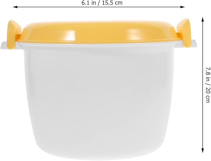 EKsma Microwave Rice Cooker for Small Multifunction Insulated Lunch Box Cookware for Microwave Oven Airtight Food Storage for Rice Veggies and Casseroles(Yellow)