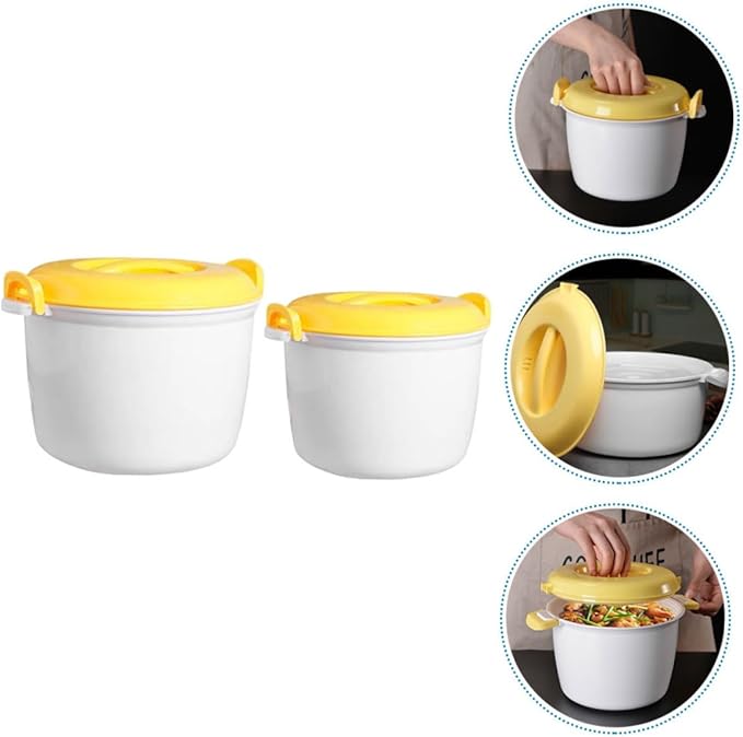 Cabilock 2pcs Microwave Rice Cooker Steamer Set Multifunctional Lunch Box for Rice Noodles and Veggies Portable Design for Home Cooking and Meal Prep