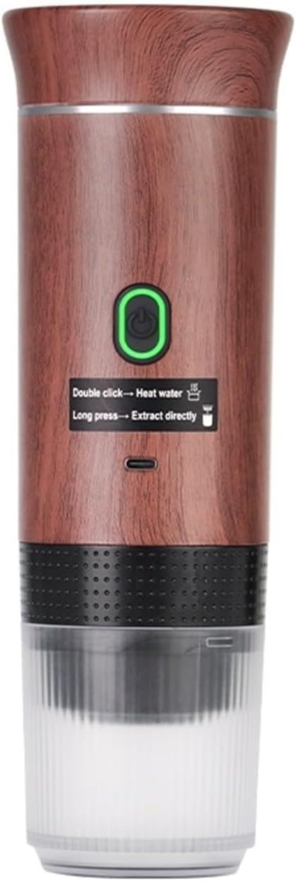 Wireless Electric Portable Espresso Coffee Machine For Car &amp Home Camping Maker 3-in-1 Capsule Powder Travel Coffee Maker(Dark Wood Grain)