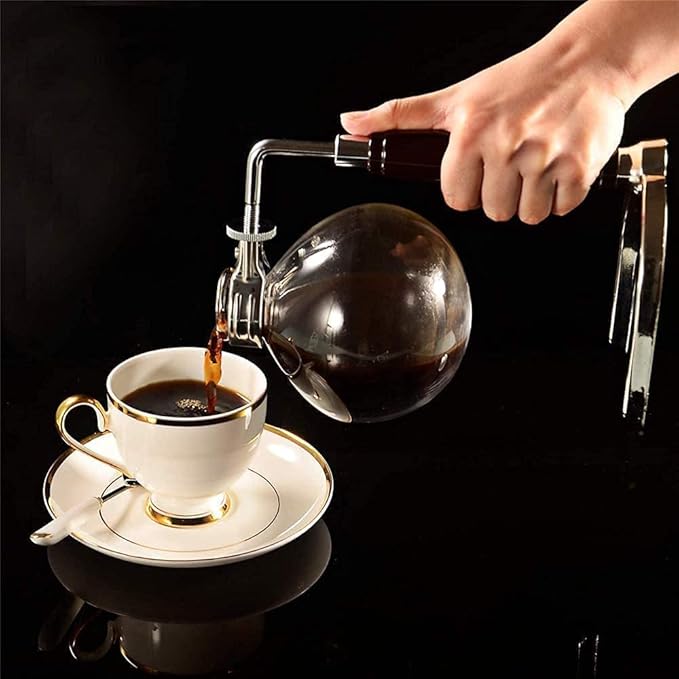 Coffee Machines Tabletop Siphon Coffee Brewer Kettle Pot with Silicone Handle Alcohol BurnerCoffee Maker for Home Office3 People