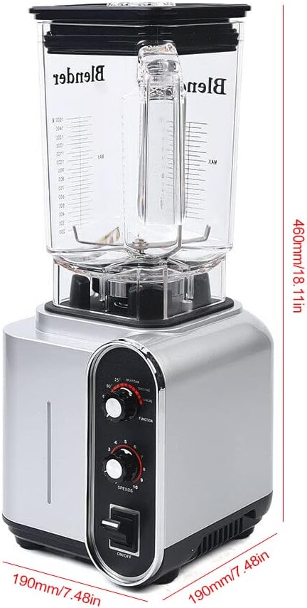 Commercial Blender for Smoothies 2200W Commercial Blender with Soundproof Shield 50.72 Oz Capacity 10 Time Settings &amp Power-Off Protection Setting Food Pusher Blenders for Kitchen Restaurant