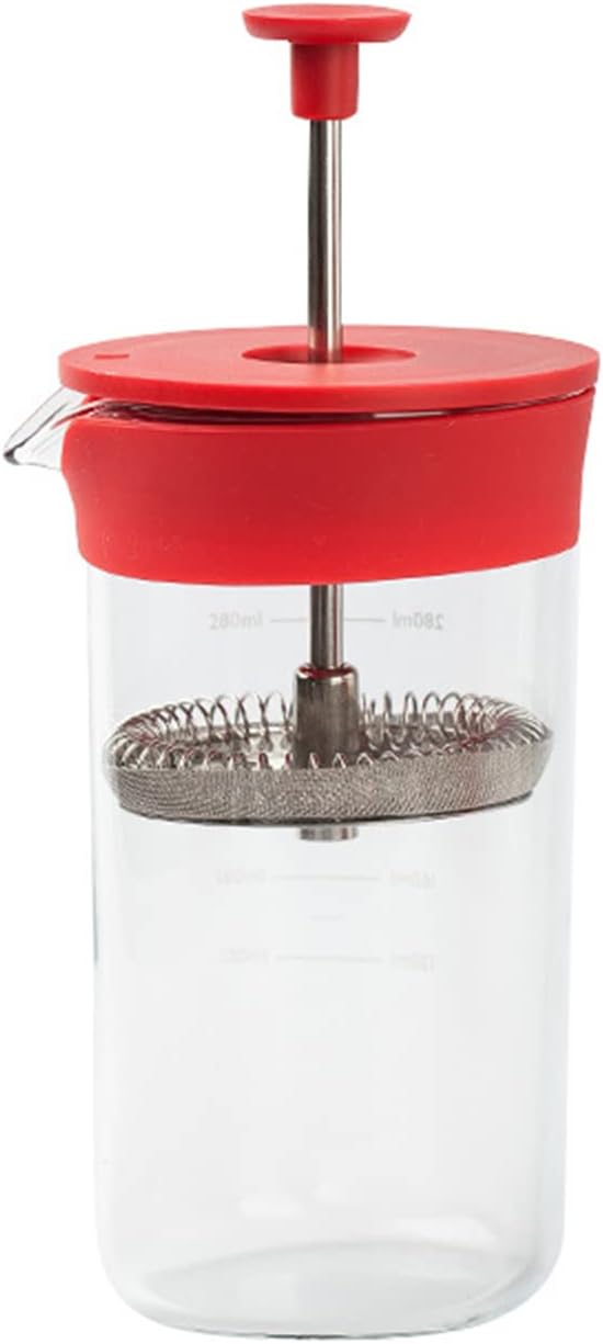 Coffee Maker Coffee Pot Espresso Mocha Machine 350ml French Press Large Capacity Glass Insulated Coffee Press Core Drink Tool for BaristaRed