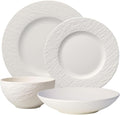 Villeroy &amp Boch Manufacture Rock Blanc 4-Piece Place Setting Plates &amp Bowls Premium Porcelain Made in Germany Matte White