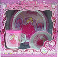 Pecoware / Pink 3 Piece Dinnerware Set With Plate Cup and Bowl New Princess